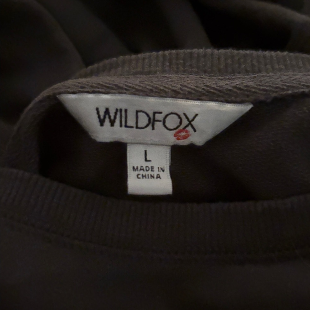 Wildfox "Easy Does It" grey Black Sweatshirt Graphic Crewneck sweater top sz L - Picture 7 of 10